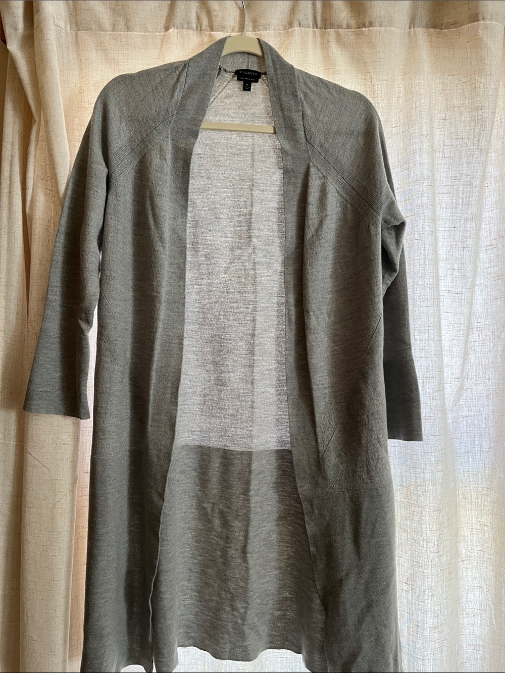 Talbots grey  Open-Front Long Cardigan